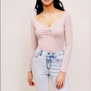 Dynamite blush pink ruched crop top (size medium)